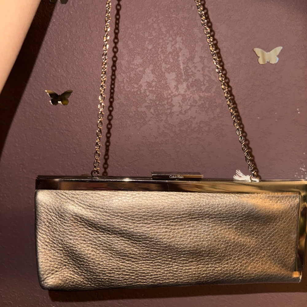 calvin klein vintage y2k gold clutch shoulder bag